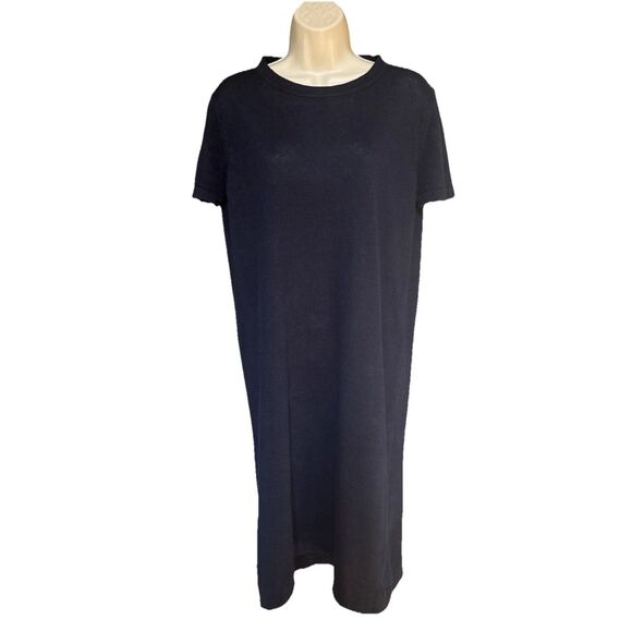 Jenni Kayne Size M Wool Sweater Dress Navy Blue Short Sleeve Knee Length - Picture 9 of 9
